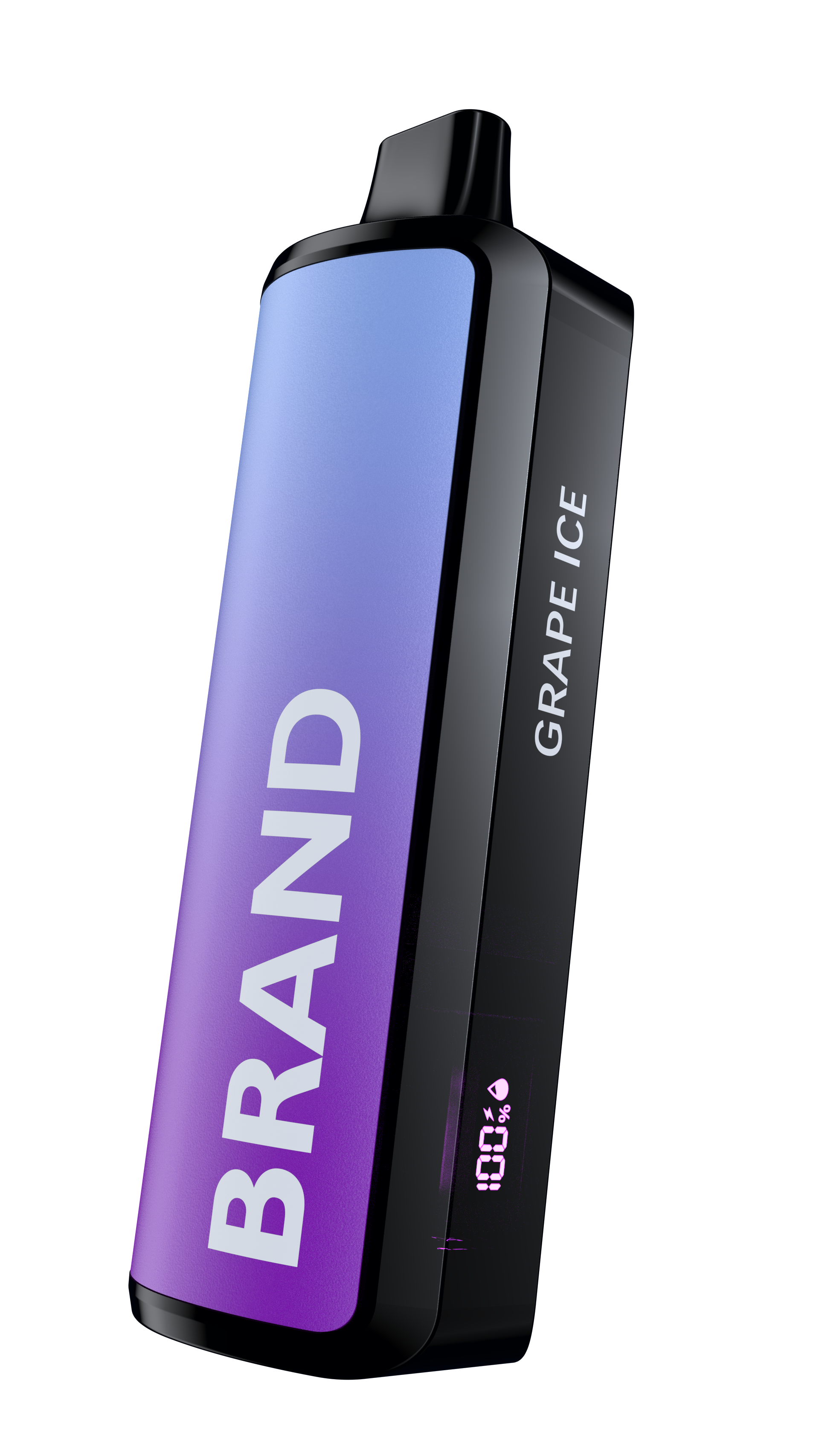 a purple and black rectangular disposable vape